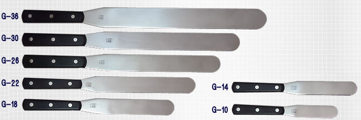 黒合板3ツ鋲カシメ貫通柄　プロ用スパチュラ （パレットナイフ）